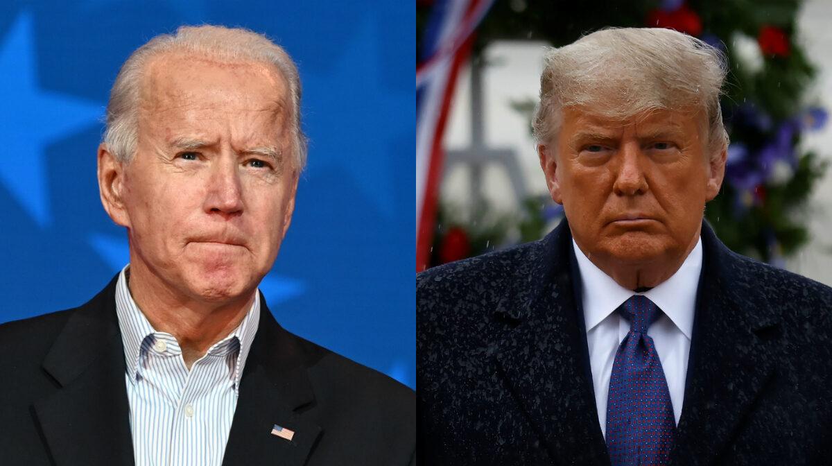 Democratic presidential nominee Joe Biden, left, and President Donald Trump in file photographs. (Getty Images; Reuters)