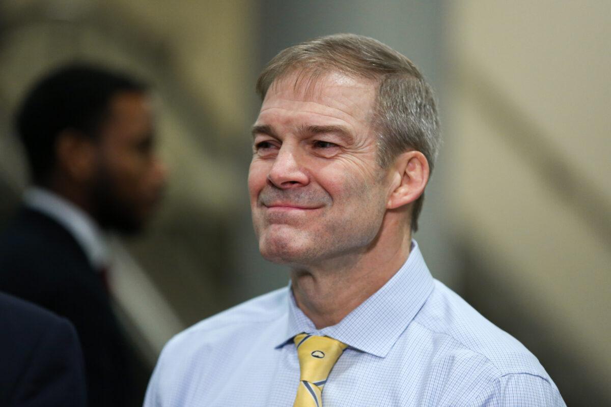 Rep. Jim Jordan (R-Ohio) during a break in the 10th day of the impeachment trial of President Donald Trump at the Capitol in Washington on Jan. 31, 2020. (Charlotte Cuthbertson/The Epoch Times)