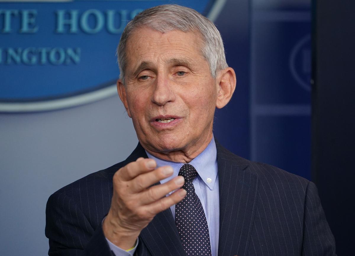 Director of the National Institute of Allergy and Infectious Diseases Anthony Fauci speaks during the daily briefing in the Brady Briefing Room of the White House in Washington, on Jan. 21, 2021. (Mandel Ngan/AFP via Getty Images)