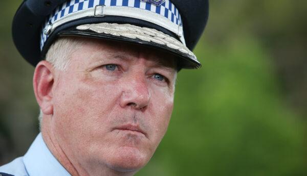 NSW Police Commissioner Mick Fuller takes a question during a press conference at the Victorian border checkpoint in South Albury in Albury, Australia, on Nov.22, 2020. (Lisa Maree Williams/Getty Images)