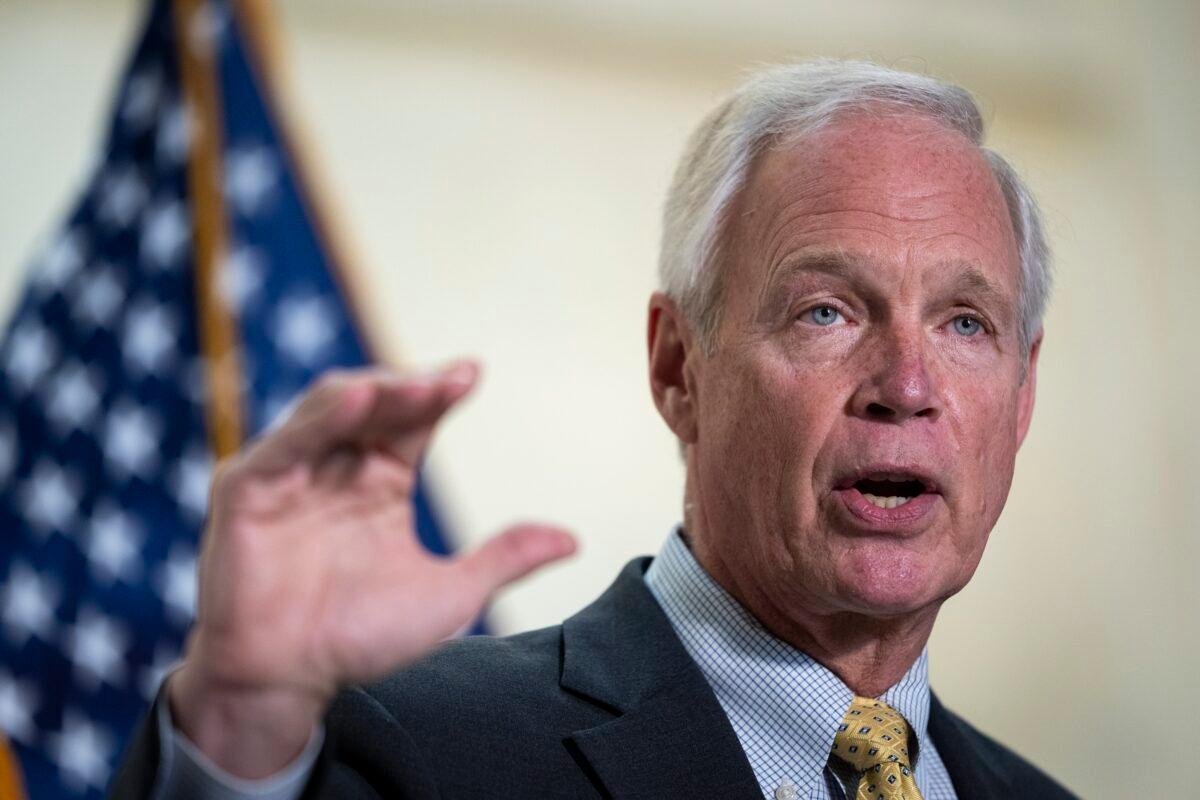 Sen. Ron Johnson (R-Wis.) speaks on Capitol Hill in Washington on May 26, 2021. (Drew Angerer/Getty Images)