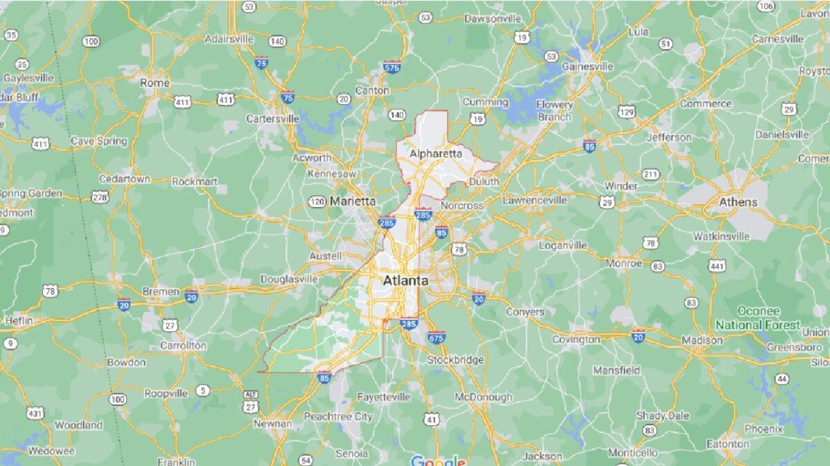 Fulton County, Ga., includes most of Atlanta. (Google Map)
