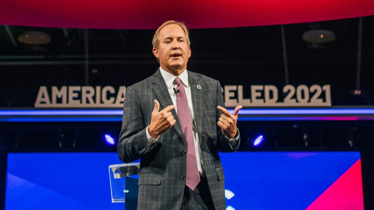 Texas Attorney General Ken Paxton speaks during the Conservative Political Action Conference (CPAC) held at the Hilton Anatole in Dallas, Texas, on July 11, 2021. (Brandon Bell/Getty Images)