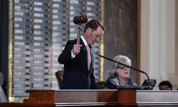 Texas House Speaker Dade Phelan, here “gaveling-in” a July 2021 special session in Austin, Texas, was reelected speaker on Jan. 10 for the 2023 legislative session. (Tamir Kalifa/Getty Images)
