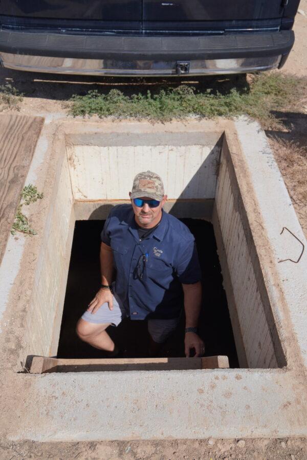 Gary Fetters, owner of ICF Construction in Arizona, shows one of the concrete underground bunkers his company builds for clients seeking safety and security in an uncertain world. (Allan Stein/Epoch Times)