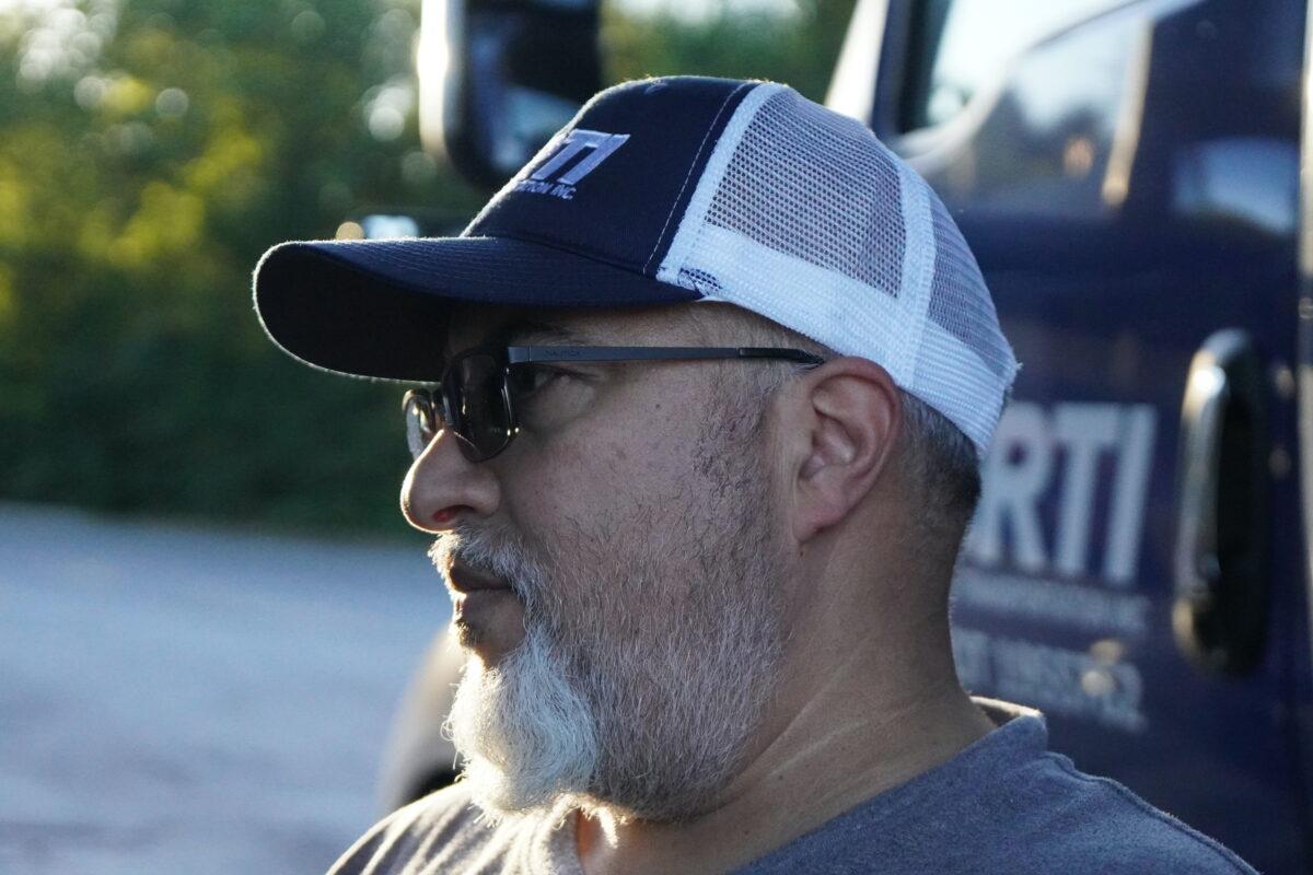 Trucker Victor Morales at the One9 truck stop in Wildwood, Ga., on Oct. 18, 2021. (Jackson Elliott/The Epoch Times)
