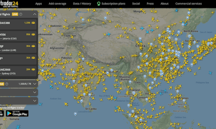 China Bans Flightradar24 Over Fear Military Aircrafts’ Movements Being Exposed