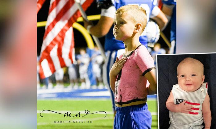 Baby in Patriotic Onesie With Hand on Heart Becomes Boy Who Salutes During National Anthem