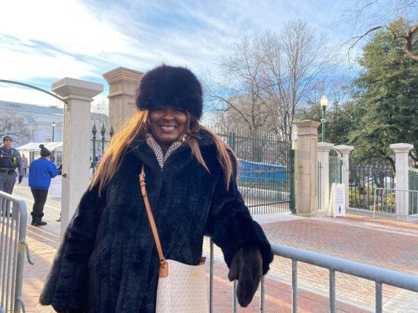 Shirley Green at the public entrance to the Capitol Square in Richmond, Va., on Jan. 15, 2022. (Terri Wu/The Epoch Times)
