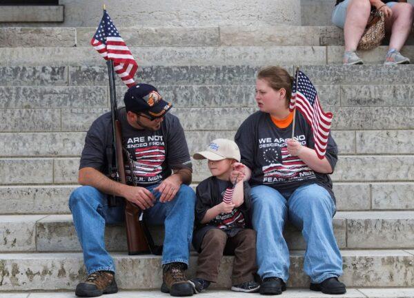Gun owners and Second Amendment advocates gathered at the Ohio State House to protest against red flag laws proposed by Ohio Gov. Mike DeWine and national politicians in the wake of a wave of mass shootings throughout the United States. (Matthew Hatcher/Getty Images)