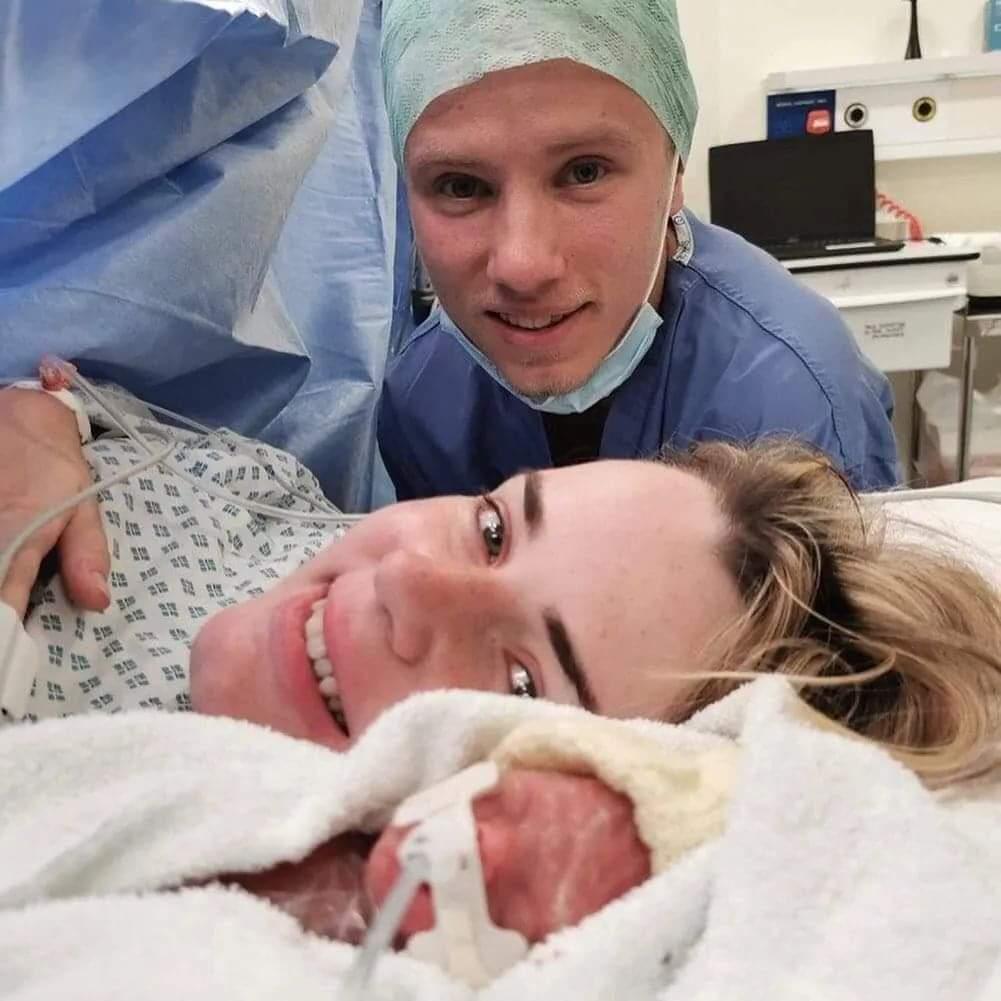 Troy and Jasmine with their newborn daughter. (Courtesy of <a href="https://www.instagram.com/isla_of_adventure/">Jasmine Tobias</a>)