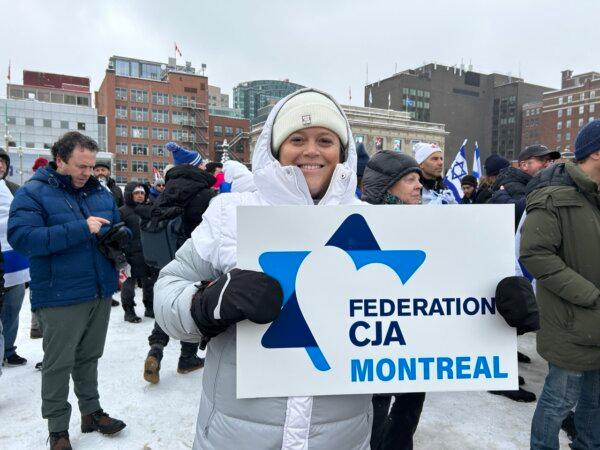 Montreal resident Karina Roskies takes part in "Canada's Rally for the Jewish People" on Parliament Hill in Ottawa on Dec. 4, 2023. (Donna Ho/The Epoch Times)