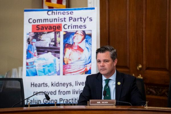 Rep. Zachary Nunn (R-Iowa) speaks at a hearing about the Chinese Communist Party's (CCP) forced organ harvesting before the Congressional-Executive Commission on China in Washington on March 20, 2024. (Madalina Vasiliu/The Epoch Times)