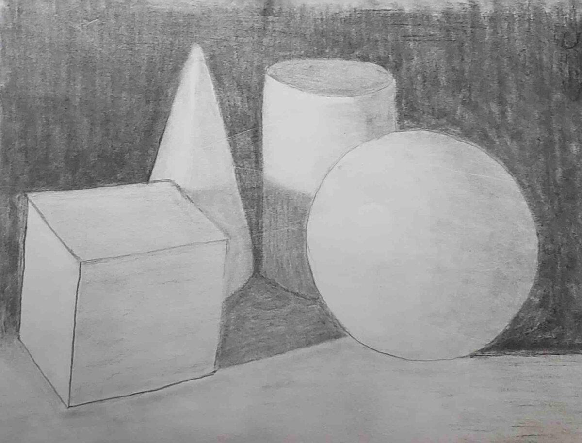 An example of artwork done by one of Mr. Gagnon's students, practicing form and shading. (Courtesy of Tim Gagnon)