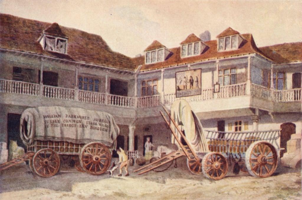"Tabard Inn, Southwark, 1810," by Philip Norman. (Public Domain)