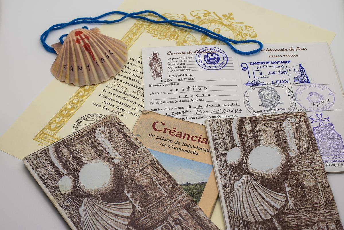 Travelers get their “pilgrim passport” stamped along the way and collect a “compostela” certificate in Santiago de Compostela if they’ve walked at least the last 100 kilometers (62 miles). Many come from much farther away, taking walking trails from different starting points in Europe. (Stig Alenas/Shutterstock)