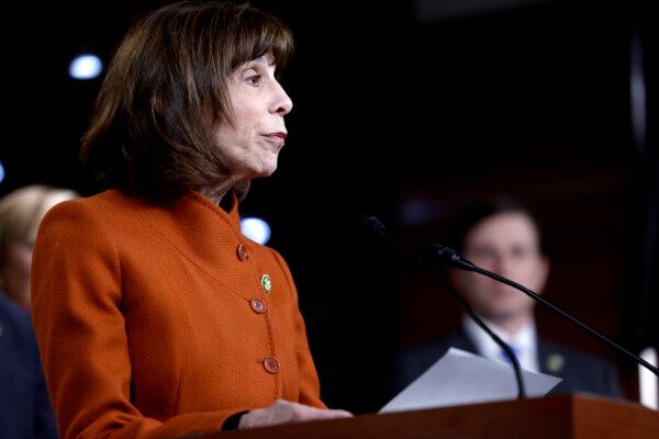 Rep. Kathy Manning (D-N.C.) speaks during a press conference on new legislation to support Holocaust education nationwide at the U.S. Capitol on Jan. 27, 2023. (Anna Moneymaker/Getty Images)