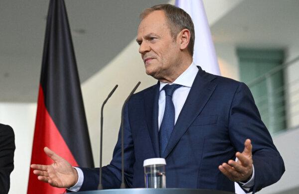 Polish Prime Minister Donald Tusk gestures during a press conference in Berlin on March 15, 2024. (Annegret Hilse/Reuters/ File photo)