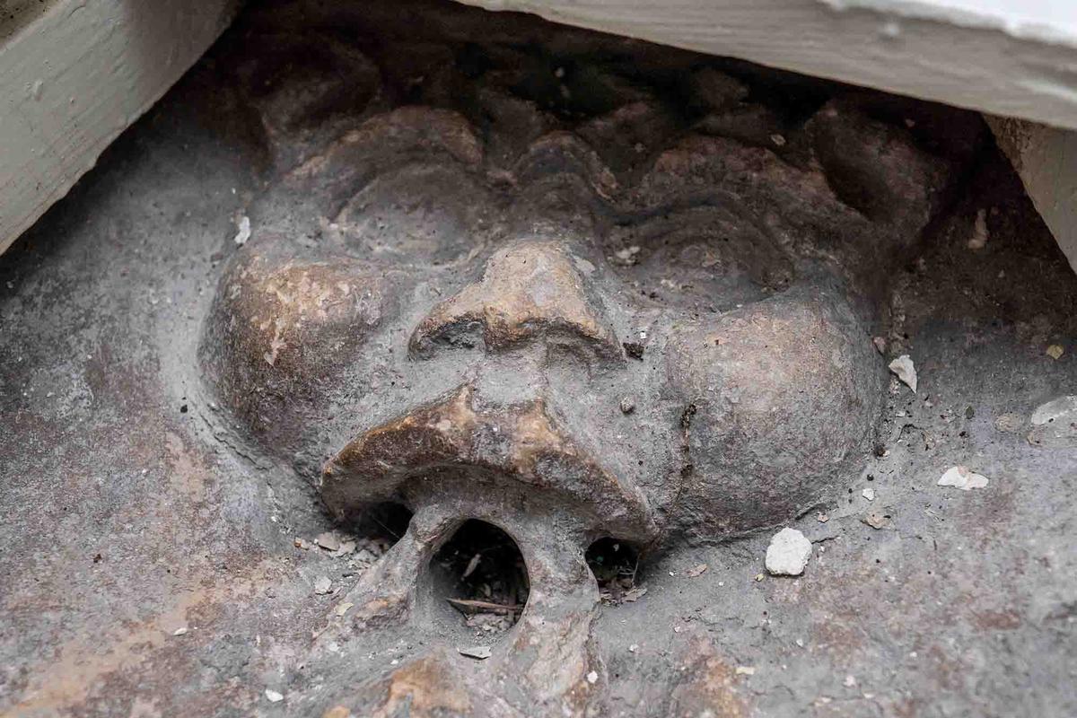 Detail of the stone gargoyle's face. (SWNS)