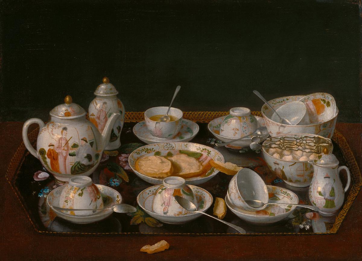 "Still Life: Tea Set," about 1781–1783, by Jean-Étienne Liotard. Oil on canvas mounted on board; 14 7/8 inches by 20 5/16 inches. Getty Center, Los Angeles. (Public Domain)