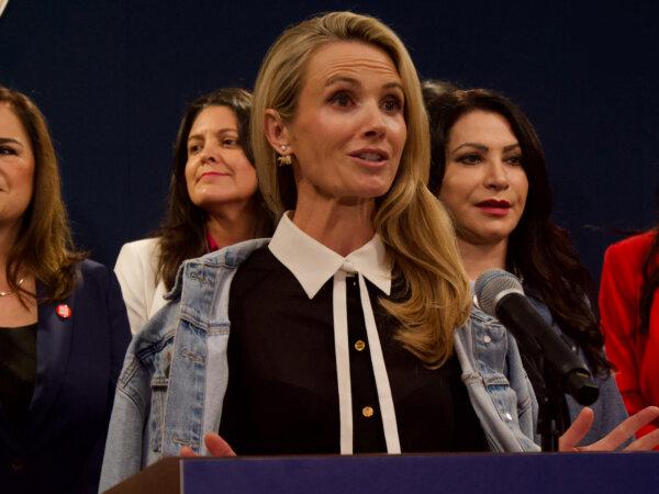 “If California has to lead, we will," Jennifer Siebel Newsom said at a press conference at the Capitol in Sacramento on April 24, 2024. (Travis Gillmore/The Epoch Times)