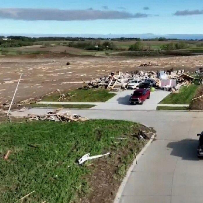 Drone Video Footage of Tornado Damage in Elkhorn, Nebraska